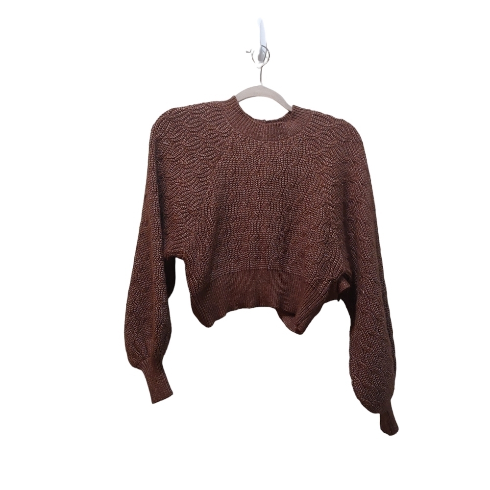 Forever 21 Ladies Long Sleeve Crew Neck Crop Sweater